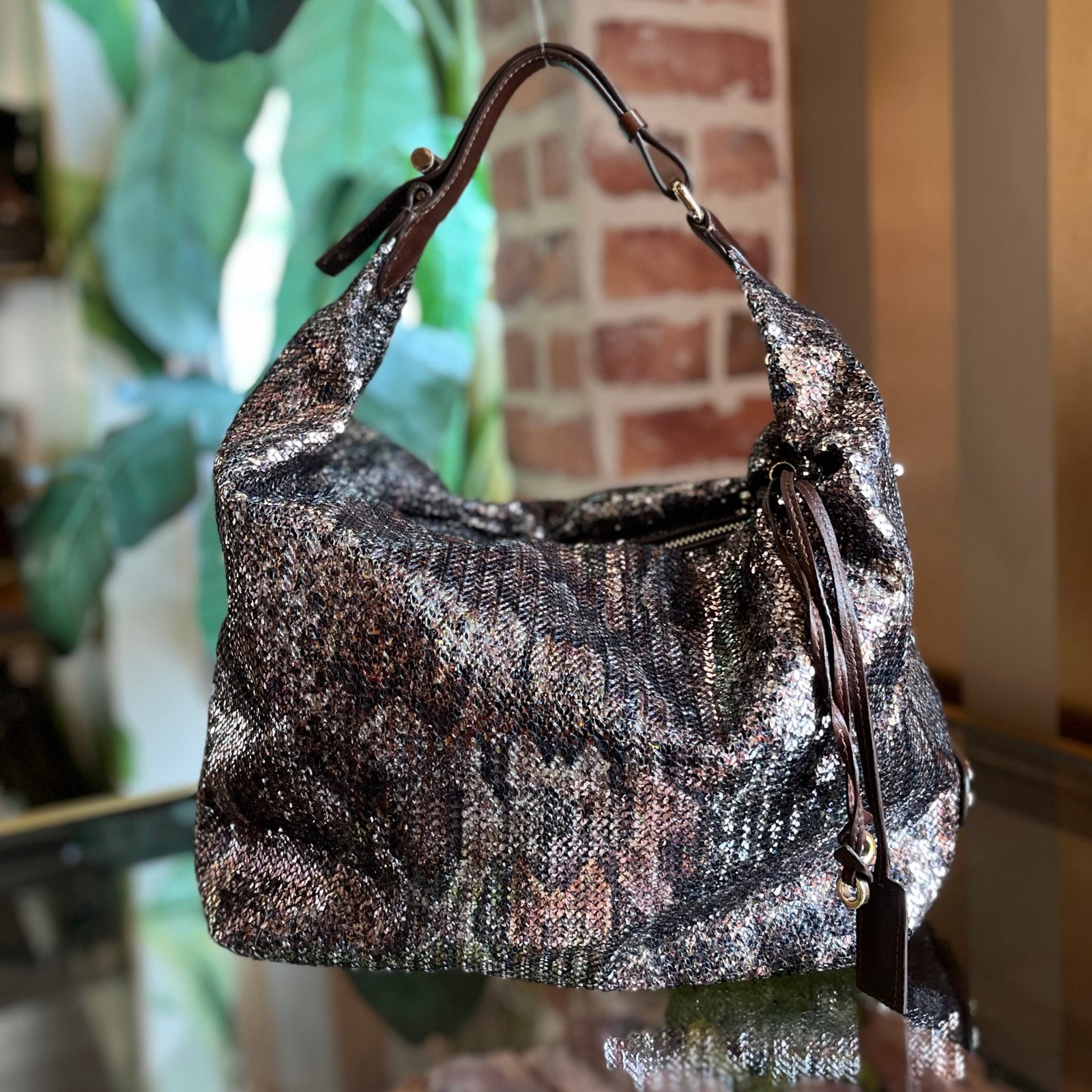 Jimmy Choo Multicolor Sequin Python Hobo